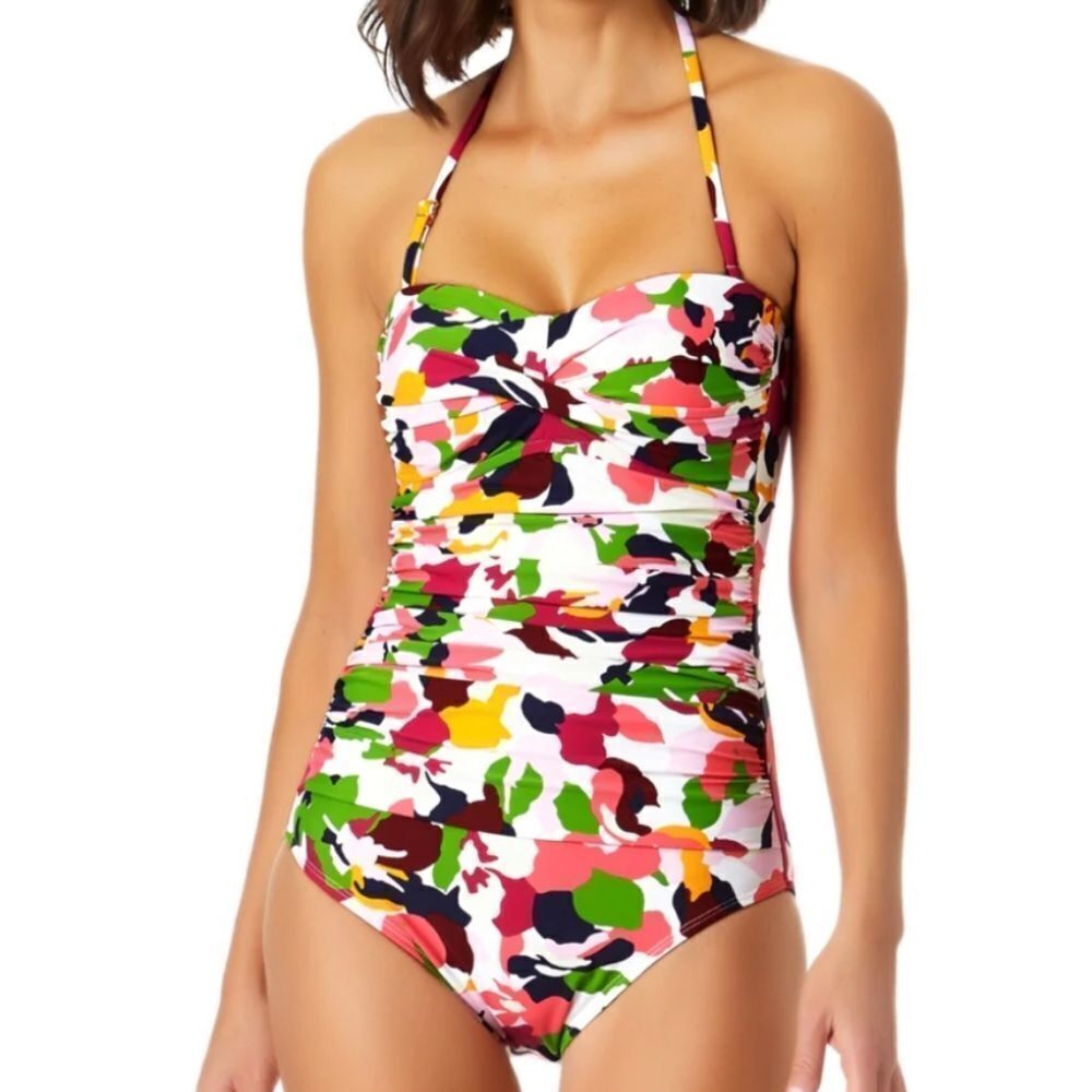 Anne Cole Women's Twist Front Shirred One Piece Swimsuit size 10